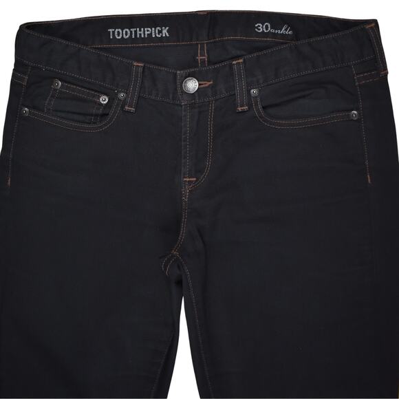 J crew black toothpick ankle length low rise cotton stretch denim jeans sz 30/10 - Picture 3 of 7